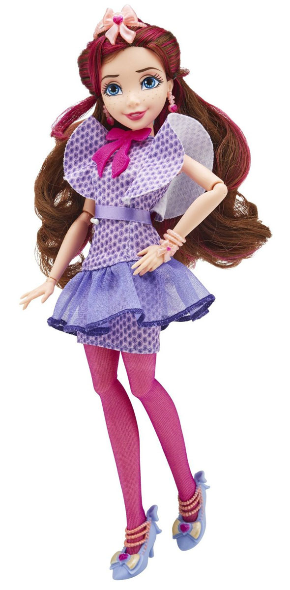 Disney Descendants Кукла Джейн цвет платья фиолетовыйB3116_Джейн Disney Descendants Кукла Джейн цвет платья фиолетовыйB3116_ДжейнКукла Disney Descendants Джейн порадует вашу малышку и доставит ей много удовольствия от часов, посвященных игре с ней. Кукла Джейн из серии Наследники хочет научиться управлять своими магическими способностями. Выглядит она очень красиво, хотя сама она убеждена в том, что истинная красота идет изнутри, а не снаружи. Черты лица проработаны с высокой точностью, поэтому вы без труда узнаете в них свою любимую героиню. На Джейн яркое фиолетовое платье с воланами и ярко-розовым бантом, который украшает наряд. На ногах - розовые колготки, которые отлично сочетаются с платьем. Туфли, входящие в комплект, на высоком каблуке, украшены бантами и нежно-розовыми цепочками. Кроме того в наборе вы найдете браслет и книгу. Волосы куклы длинные, поэтому вы сможете придумывать разнообразные прически, украшать волосы диадемой или просто расчесывать. Руки и ноги Джейн шарнирные, а голова подвижная, что позволит придумывать самые разнообразные сюжеты во время игры с ней....