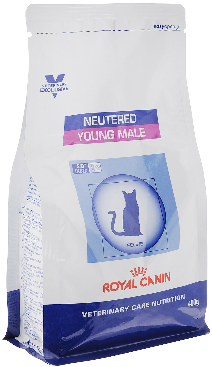 Корм сухой Royal Canin Young Male для кастрированных котов с момента операции до 7 лет, 400 г31425 Корм сухой Royal Canin Young Male для кастрированных котов с момента операции до 7 лет, 400 г31425Royal Canin Young Male - полнорационный сухой корм для кастрированных котов с момента операции до 7 лет. Оптимальный вес: - обогащенная белками формула способствует лучшему поддержанию мышечного тонуса по сравнению с обычным режимом питания, повышению вкусовых качеств корма. При одном и том же уровне метаболизма белки дают на 30% меньше чистой энергии, чем углеводы. L-карнитин улучшает транспорт жирных кислот в митохондрии. Умеренное содержание крахмала: - пониженный уровень крахмала и, соответственно, энергии позволяет не набирать лишний вес и уменьшает риск развития диабета. S/O Index : Знак S/O Index на упаковке означает, что диета предназначена для создания в мочевыделительной системе среды, неблагоприятной для образования кристаллов оксалата кальция. Состав: дегидратированные белки животного происхождения (птица), кукуруза, пшеничная клейковина, рис, кукурузная клейковина, гидролизат белков животного ...
