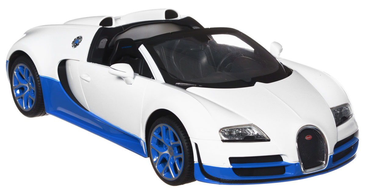 Rastar Радиоуправляемая модель Bugatti Veyron 16.4 Grand Sport Vitesse цвет белый70400_белый Rastar Радиоуправляемая модель Bugatti Veyron 16.4 Grand Sport Vitesse цвет белый70400_белыйРадиоуправляемая модель Rastar Bugatti Veyron 16.4 Grand Sport Vitesse станет отличным подарком любому мальчику! Все дети хотят иметь в наборе своих игрушек ослепительные, невероятные и крутые автомобили на радиоуправлении. Тем более, если это автомобиль известной марки с проработкой всех деталей, удивляющий приятным качеством и видом. Одной из таких моделей является автомобиль на радиоуправлении Rastar Bugatti Veyron 16.4 Grand Sport Vitesse. Это точная копия настоящего авто в масштабе 1:14. Авто обладает неповторимым провокационным стилем и спортивным характером. Потрясающая маневренность, динамика и покладистость - отличительные качества этой модели. Возможные движения: вперед, назад, вправо, влево, остановка. Имеются световые эффекты. Для работы игрушки необходимы 5 батареек типа АА (не входят в комплект). Для работы пульта управления необходима 1 батарейка 9V (6F22) (не входит в комплект).