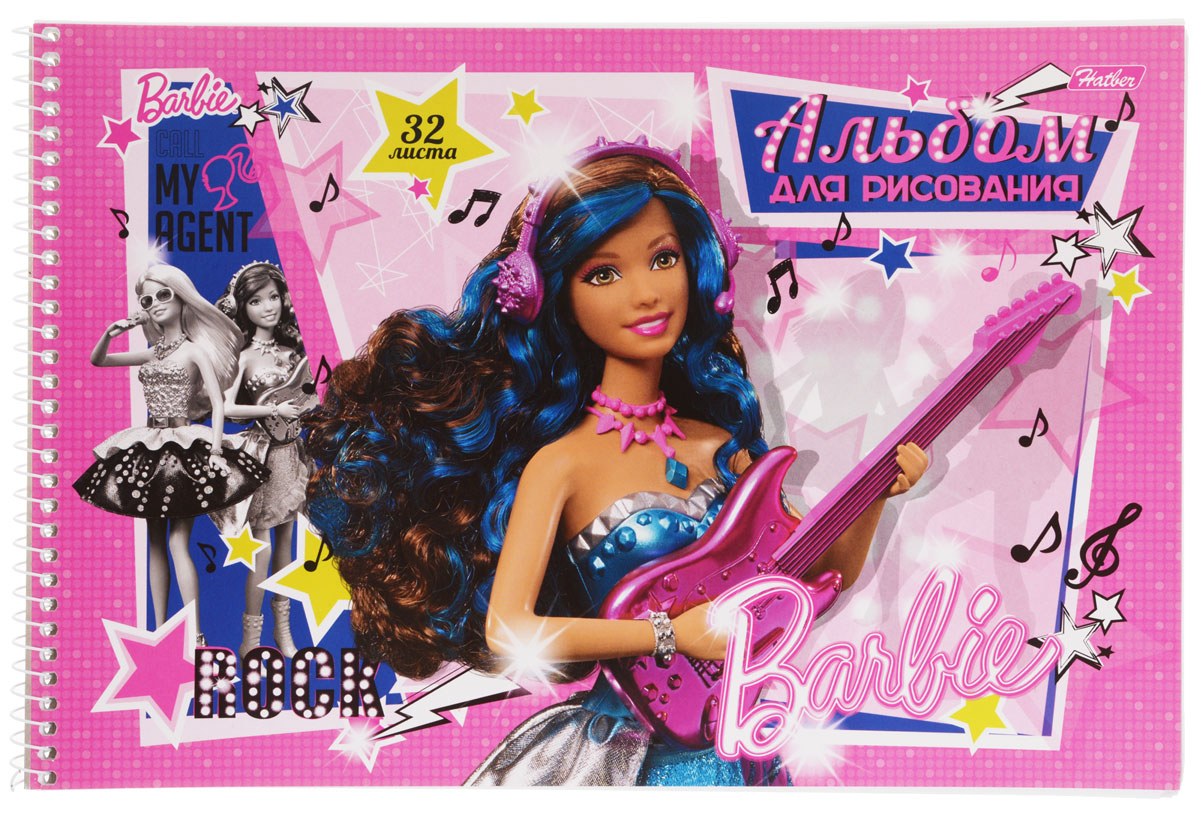 Hatber Альбом для рисования Barbie с гитарой цвет розовый синий 32 листа32А4Bсп_14004 Hatber Альбом для рисования Barbie с гитарой цвет розовый синий 32 листа32А4Bсп_14004Альбом для рисования Hatber Barbie непременно порадует маленькую художницу и вдохновит ее на творчество. Альбом изготовлен из белоснежной офсетной бумаги с яркой обложкой из мелованного картона, оформленной изображением Барби с гитарой. Высокое качество бумаги позволяет рисовать в альбоме карандашами, фломастерами, акварельными и гуашевыми красками. Рекомендуемый возраст: 0+.