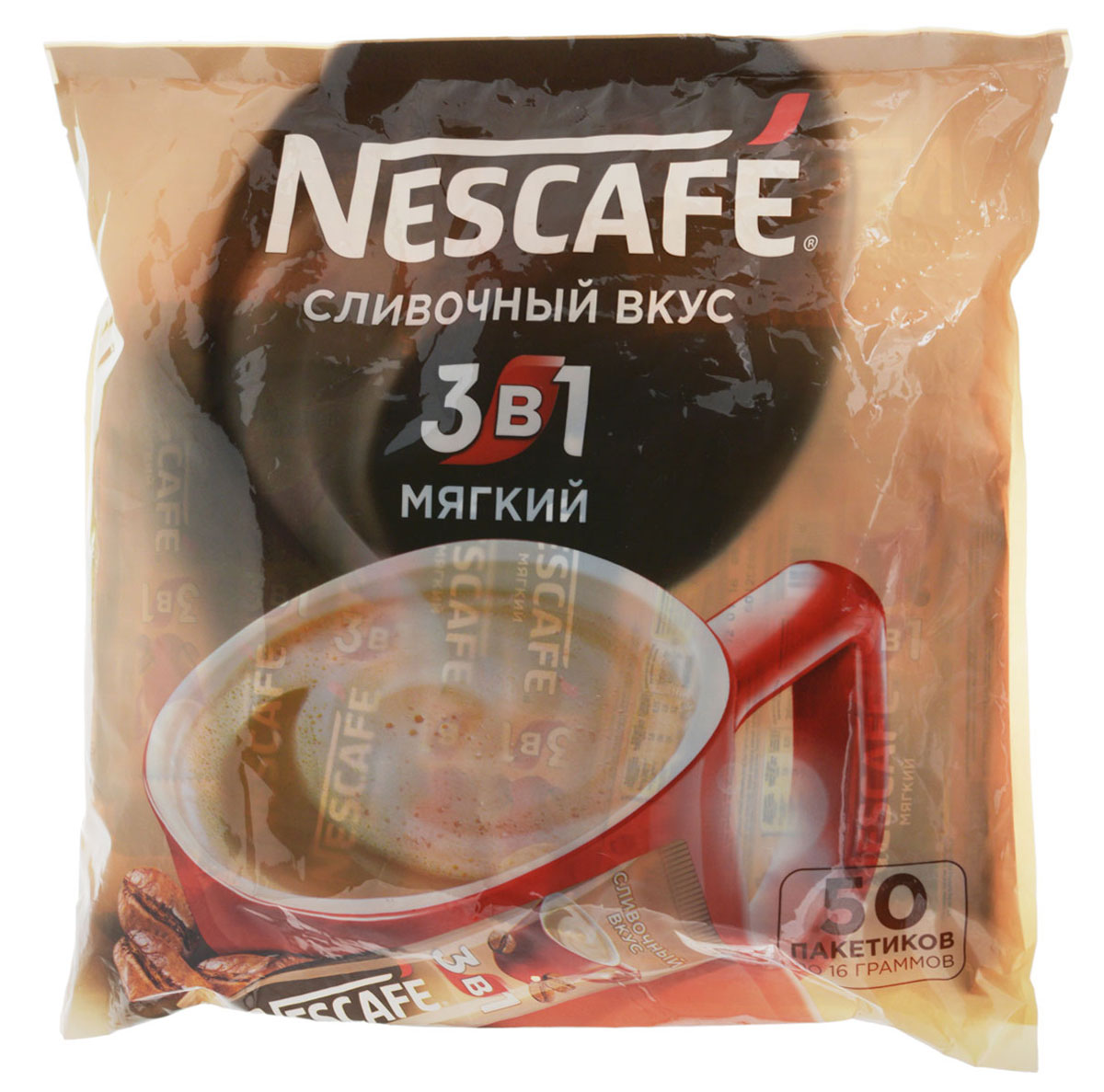 Nescafe 3 в 1 Мягкий кофе растворимый, 50 шт12235511 Nescafe 3 в 1 Мягкий кофе растворимый, 50 шт12235511Nescafe 3 в 1 Мягкий - кофейно-сливочный напиток, в состав которого входят высококачественные ингредиенты: кофе Nescafe, сахар, сливки растительного происхождения. Каждый пакетик Nescafe 3 в 1 подарит вам идеальное сочетание кофе, сливок, сахара!
