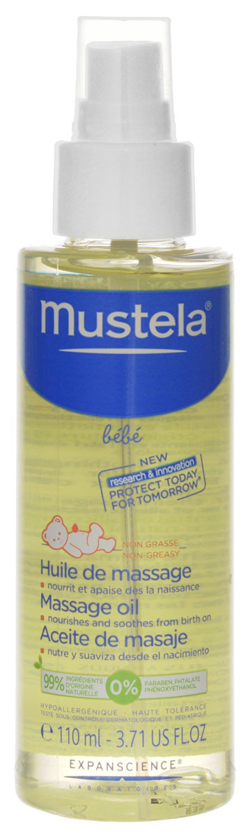 Mustela Масло массажное для новорожденных, младенцев и детей, 110 мл218801/002305 Mustela Масло массажное для новорожденных, младенцев и детей, 110 мл218801/002305Нежное смягчающее масло детское для массажа Mustela создано специально для детской кожи, подходит для ухода за кожей новорожденного. Разработано для минимизации риска аллергических реакций. Питательное и смягчающее масло для массажа помогает развивать чувственное восприятие ребенка. Защищает кожу благодаря комбинации растительных масел. 0% минеральных масел, эфирных масел, силикона 99% ингредиентов природного происхождения