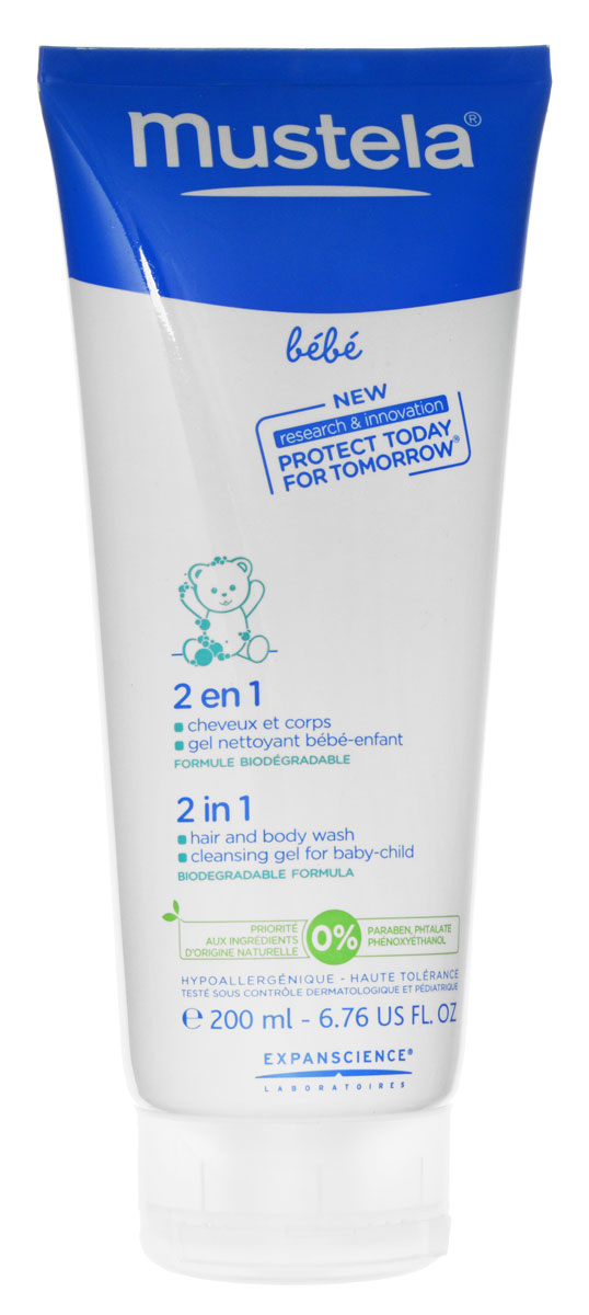Mustela Гель-шампунь детский 2 в 1 200 мл27128/030749 Mustela Гель-шампунь детский 2 в 1 200 мл27128/030749Гель-шампунь детский 2 в 1 Mustela разработан для мягкого очищения кожи и волос детей с первых дней жизни. Разработан для минимизации рисков аллергических реакций. Благодаря формуле, обогащенной запатентованным природным компонентом Avocado Perseose, способствует укреплению кожного барьера малыша и сохранению клеточных ресурсов его кожи Мягко и эффективно очищает кожу и волосы малыша с первых дней жизни. Не содержит мыла. Hе щиплет глаза. Без парабенов, фталатов, феноксиэтанола. Приоритет отдается ингредиентам природного происхождения Биоразлагаемая формула.