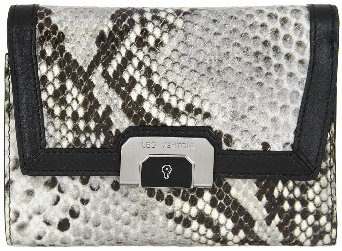 Кошелек женский Leo Ventoni, цвет: серый, бежевый, черный. L330512L330512-grey pitone Кошелек женский Leo Ventoni, цвет: серый, бежевый, черный. L330512L330512-grey pitoneЭлегантный кошелек Leo Ventoni выполнен из натуральной кожи с тиснением рептилию. Внутренняя часть изделия из полиэстера. Кошелек раскладывается и закрывается на застежку-кнопку. Внутри - три отделения для купюр, шесть боковых карманов для кредитных и дисконтных карт, а также один карман с прозрачным пластиковым окошком. Снаружи имеется карман на металлической застежке-молнии для мелочей, который состоит из двух отсеков, разделенных перегородкой. Изделие поставляется в фирменной коробке с логотипом бренда. Стильный кошелек Leo Ventoni станет отличным подарком для человека, ценящего качественные и практичные вещи.