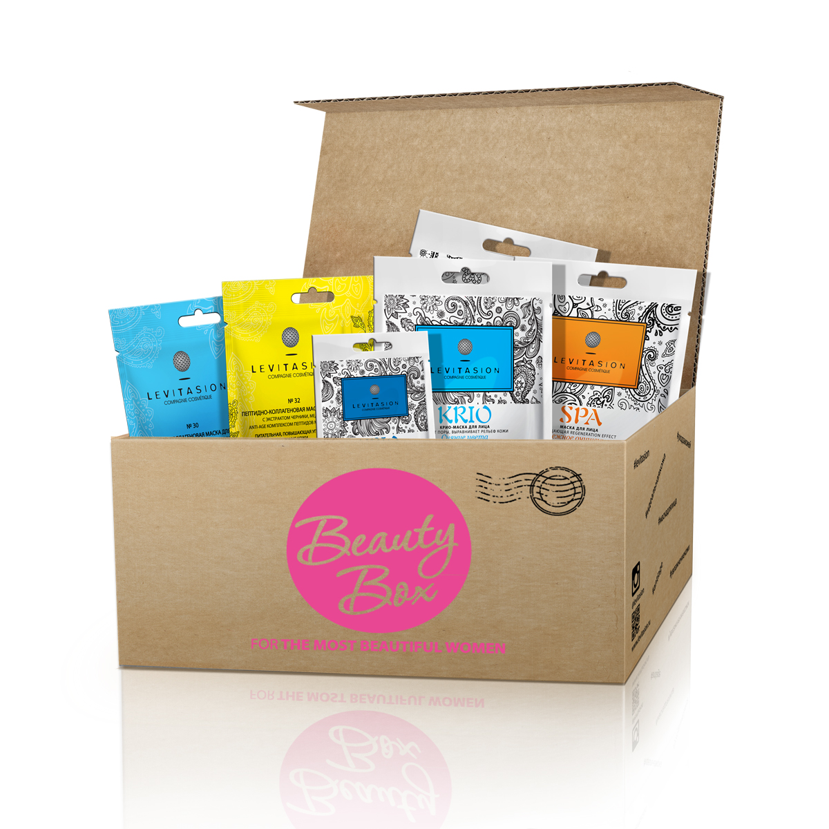 Levitasion Beauty Box MustHave, 290 млBBLMH Levitasion Beauty Box MustHave, 290 млBBLMHНабор Beauty Box Levitasion MustHave включает в себя 6 масок. Пептидно-коллагеновая маска для лица № 32 (42 мл). Питательная, повышающая упругость и тонус кожи с экстрактом Черники, Медом и ANTI-AGE комплексом пептидов Matrixyl 3000 Действие: Благодаря содержанию в маске инновационного активного комплекса против старения кожи Matrixyl 3000, маска оказывает видимый эффект лифтинга, сокращает количество и глубину морщин. Мед и экстракт Черники смягчают, питают и успокаивают кожу. А такие современные технологии увлажнения как, гиалуроновая кислота, коллаген, хилитиглюкозид, увеличивая процент содержания влаги в верхних слоях кожи, делают кожу более мягкой и гладкой. Тип кожи: Для всех типов кожи. Результат: Регулярное применение маски обеспечит разглаживание морщин, ухоженность, бархатистость и необыкновенный комфорт кожи. Применение: Тщательно очистите область лица и шеи. Расправьте и нанесите маску на область лица и шеи на 20 минут....