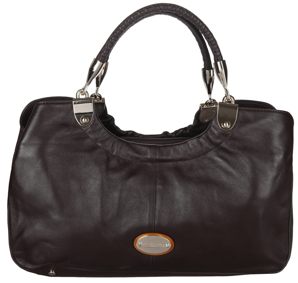 Сумка женская Eleganzza, цвет: коричневый. ZB-5318ZB-5318 Сумка женская Eleganzza, цвет: коричневый. ZB-5318ZB-5318Стильная сумка Eleganzza изготовлена из натуральной кожи с зернистой фактурой, оформлена металлической фурнитурой с символикой бренда. Изделие содержит три отделения, два из которых закрываются на магнитные кнопки, а третье на застежку-молнию. Внутри расположен врезной карман на молнии. Изделие оснащено двумя практичными ручками, которые оформлены металлической фурнитурой и съемным плечевым ремнем регулируемой длины. Дно изделия дополнено металлическими ножками. Оригинальный аксессуар позволит вам завершить образ и быть неотразимой.