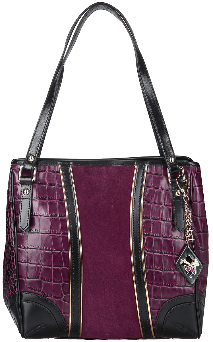Сумка женская Eleganzza, цвет: фиолетовый. Z15-3246MZ15-3246M Сумка женская Eleganzza, цвет: фиолетовый. Z15-3246MZ15-3246MСтильная сумка Eleganzza, изготовлена из натуральной кожи с фактурным тиснением под кожу рептилии, оформлена вставкой из замши и оригинальной подвеской. Изделие содержит одно отделение, которое закрывается на застежку-молнию. Внутри изделия расположены два накладных кармашка для мелочей, врезной карман на молнии и карман-средник на молнии. Задняя сторона изделия дополнена врезным карманом на молнии. Изделие оснащено двумя практичными ручками. На дне сумки размещены металлические ножки, которые защитят дно от преждевременного изнашивания. Оригинальный аксессуар позволит вам завершить образ и быть неотразимой.