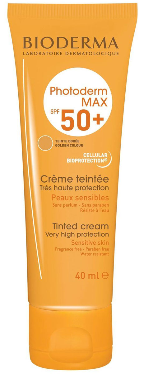 Bioderma MAX тональный крем Photoderm SPF 50+ 40 мл28550 Bioderma MAX тональный крем Photoderm SPF 50+ 40 мл28550Максимально эффективное сочетание фильтров анти-УФА и анти-УФВ в Фотодерм МАХ Тональном креме надежно защищают от солнечного ожога, предупреждают непереносимость солнечных лучей и борются с преждевременным старением кожи.Уменьшая риск повреждения клеток, запатентованный комплекс Клеточная Биозащита, обеспечивает оптимальную защиту структур клетки от агрессивных воздействий.Натуральный оттенок Фотодерм MAX Тонального крема уменьшает видимые дефекты и выравнивает цвет лица Обеспечивает максимальную защиту от uvв и uva. Эффективно защищает клеточные структуры, тонирует