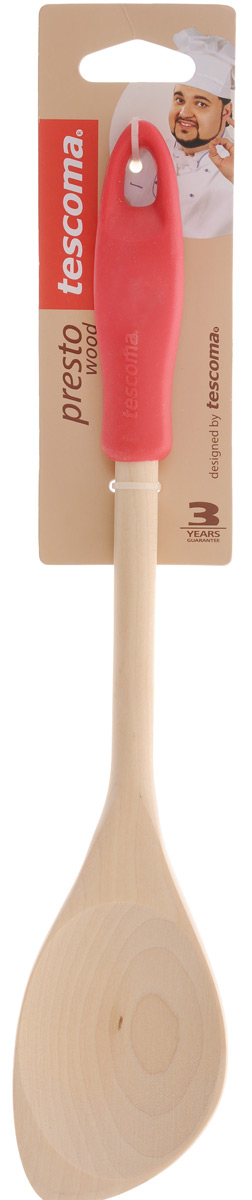 Ложка кулинарная Tescoma Presto Wood, с углом, цвет: красный, длина 30 см637212_красный Ложка кулинарная Tescoma Presto Wood, с углом, цвет: красный, длина 30 см637212_красныйЛожка Tescoma Presto Wood изготовлена из экологически чистого материала - качественной березовой древесины, обладающей уникальной текстурой. Элегантная ручка имеет противоскользящую обработку, что дает возможность удобно и комфортно пользоваться ложкой. Такая кухонная принадлежность подходит для всех видов посуды, а также замечательно для посуды с антипригарным покрытием. Ложка Tescoma Presto Wood станет вашим незаменимым помощником на кухне, а также это практичный и необходимый подарок любой хозяйке! Нельзя мыть в посудомоечной машине. Размер рабочей поверхности: 5,6 х 8 см. Общая длина ложки: 30 см.
