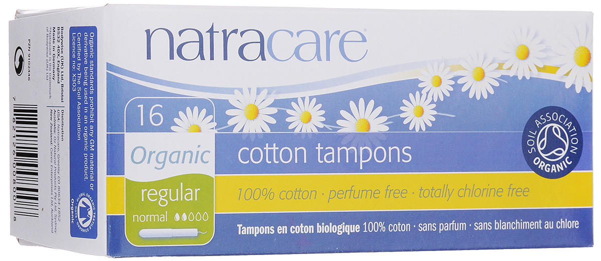 Тампоны Natracare Regular Normal, с аппликатором, 16 шт782126008008 Тампоны Natracare Regular Normal, с аппликатором, 16 шт782126008008Тампоны Natracare Regular Normal с аппликатором для слабых и умеренных выделений. Тампоны изготовлены из 100% Био-хлопка - экологически чистого продукта, выращенного без использования пестицидов, не содержат вредные ингредиенты, не отбелены хлором, и полностью разлагаются после применения. Характеристики: Состав: 100% БИО-хлопок. Количество тампонов: 16 шт. Размер упаковки: 14 см х 6,5 см х 6,5 см. Производитель: Великобритания. Изготовитель: Германия. Артикул: 782126008008. Товар сертифицирован. Компания Bodywise была создана в Великобритании в 1989 году. На сегодняшний день она имеет представительства более чем в 40 странах мира. Компания Bodywise предлагает экологически чистые гигиенические средства для женщин. Серия Natracare представляет более 20 наименований средств персональной гигиены высокого качества. Женские гигиенические средства Natracare были созданы Сюзи Хьюсон в 1989 году в результате...