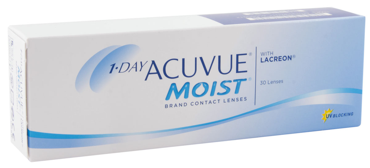 Johnson & Johnson контактные линзы 1-Day Acuvue Moist (30шт / 9.0 / -6.00)06794 Johnson & Johnson контактные линзы 1-Day Acuvue Moist (30шт / 9.0 / -6.00)06794Контактные линзы 1-Day Acuvue Moist являются однодневными контактными линзами премиум-класса от производителя, известного во всем мире, Johnson & Johnson. Их создавали для того, чтобы глаза человека были постоянно увлажненными, а комфорт от их ношения не покидал вас в течение всего дня. Основное достоинство 1-Day Acuvue Moist - это запатентованная технология Lacreon™, которая позволяет наделить материал линзы увлажняющим агентом. Это даёт возможность не только дополнительно увлажнять глазную поверхность, но и держать 100% увлажняющий компонент внутри линз на протяжении всего дня. Кроме этого такие линзы блокируют поступление УФ-A луча (более 70%) и УФ-В луча (95 %). Материал из которого изготовлены линзы - это этафилкон. Сегодня он является самым безопасным и современным, который позволяет носить линзы в течение 12 часов. Индикатор 1-2-3 и простая тонировка делает ношение линз наиболее удобным, а легкое тонировочное покрытие поможет быстро отыскать линзу в...