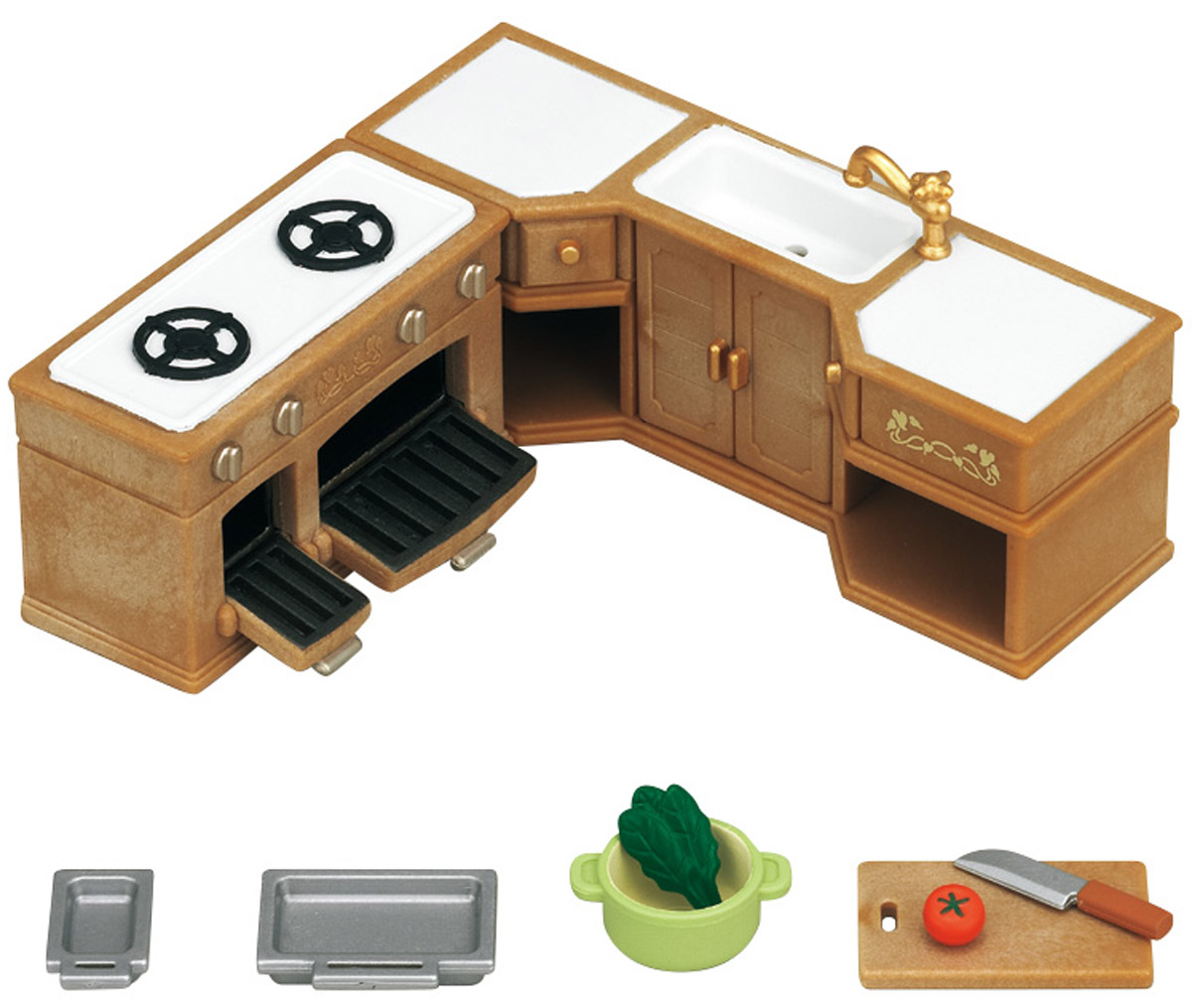 Sylvanian Families Игровой набор Кухонный гарнитур5222 Sylvanian Families Игровой набор Кухонный гарнитур5222Кухня - это сердце любого дома. С игровым набором Sylvanian Families Кухонный гарнитур обустроить ее не составит труда. Газовая плита, стол, мойка - все предусмотрено разработчиками. Маленькую хозяюшку порадует множество кухонных принадлежностей для готовки и подачи еды. К приходу гостей милая зверушка накроет стол. Все предметы комплекта комбинируются друг с другом, ваша девочка сможет менять обстановку на кухне. Набор выполнен из качественного и прочного пластика. Порадуйте свою дочурку таким замечательным подарком! Компания Sylvanian Families была основана в 1985 году, в Японии. Sylvanian Families очень популярна в Европе и Азии и, за долгие годы существования, компания смогла добиться больших успехов. 3 года подряд в Англии бренд Sylvanian Families был признан Игрушкой Года. Сегодня у героев Sylvanian Families есть собственное шоу, полнометражный мультфильм и сеть ресторанов, работающая по всей Японии. Sylvanian ...
