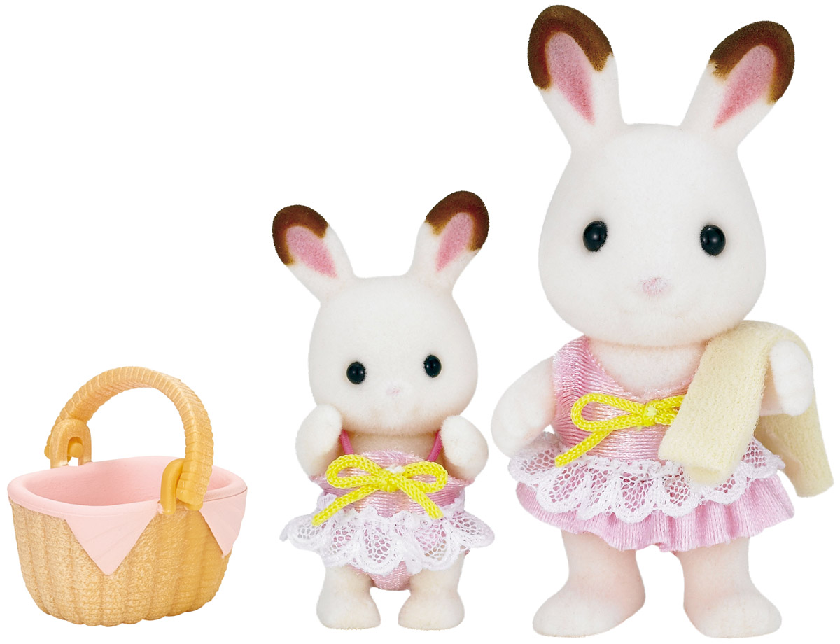 Sylvanian Families Набор фигурок Кролики в купальных костюмах5233 Sylvanian Families Набор фигурок Кролики в купальных костюмах5233Игровой набор Sylvanian Families Кролики в купальных костюмах привлечет внимание вашей малышки и не позволит ей скучать. Набор включает в себя две фигурки забавных кроликов в купальных костюмах. Фигурки кроликов выполнены из пластика и покрыты мягким приятным на ощупь флоком. Головы и конечности фигурок вращаются. Ваша малышка будет часами играть с набором, придумывая различные истории. Sylvanian Families - это целый мир маленьких жителей, объединенных общей легендой. Жители страны Sylvanian Families - это кролики, белки, медведи, лисы и многие другие. У каждого из них есть дом, в котором есть все необходимое для счастливой жизни. В городе, где живут герои, есть школа, больница, рынок, пекарня, детский сад и множество других полезных объектов. Жители этой страны живут семьями, в каждой из которой есть дети. В домах Sylvanian Families царит уют и гармония. Домашние животные радуют хозяев. Здесь продумана каждая мелочь, от одежды до мебели и аксессуаров. ...