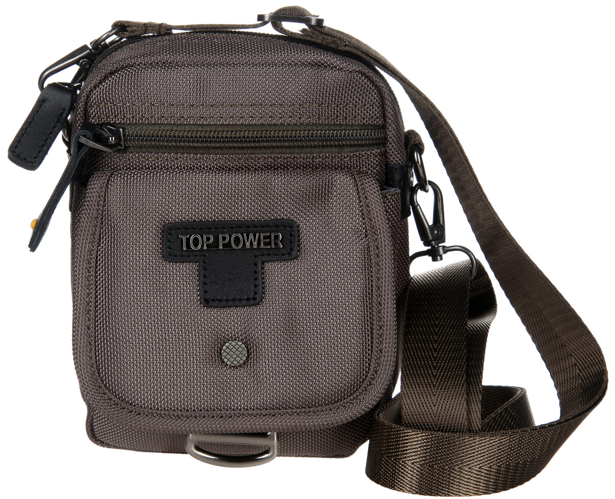 Сумка-планшет мужская Top Power, цвет: хаки. 6010 TP6010 TP khaki Сумка-планшет мужская Top Power, цвет: хаки. 6010 TP6010 TP khakiУдобная и практичная мужская сумка-планшет Top Power изготовлена из прочного текстиля со вставками из натуральной кожи и оформлена спереди декоративным металлическим элементом в виде названия бренда. Модель имеет одно основное отделение, закрывающееся на застежку-молнию. Внутри - два накладных кармана, один из которых сетчатый. Снаружи на передней стенке расположены два кармана - прорезной на молнии и накладной, закрывающийся сверху клапаном на магнитную кнопку. На задней стенке сумки находится хлястик на застежках-кнопках и липучке для крепления к поясу. Изделие оснащено съемным плечевым ремнем регулируемой длины. Компактная модель сумки Top Power поможет вам разместить все необходимые вещи максимально удобно. В нее поместятся ключи, кошелек, документы, мобильник и другие мелочи.