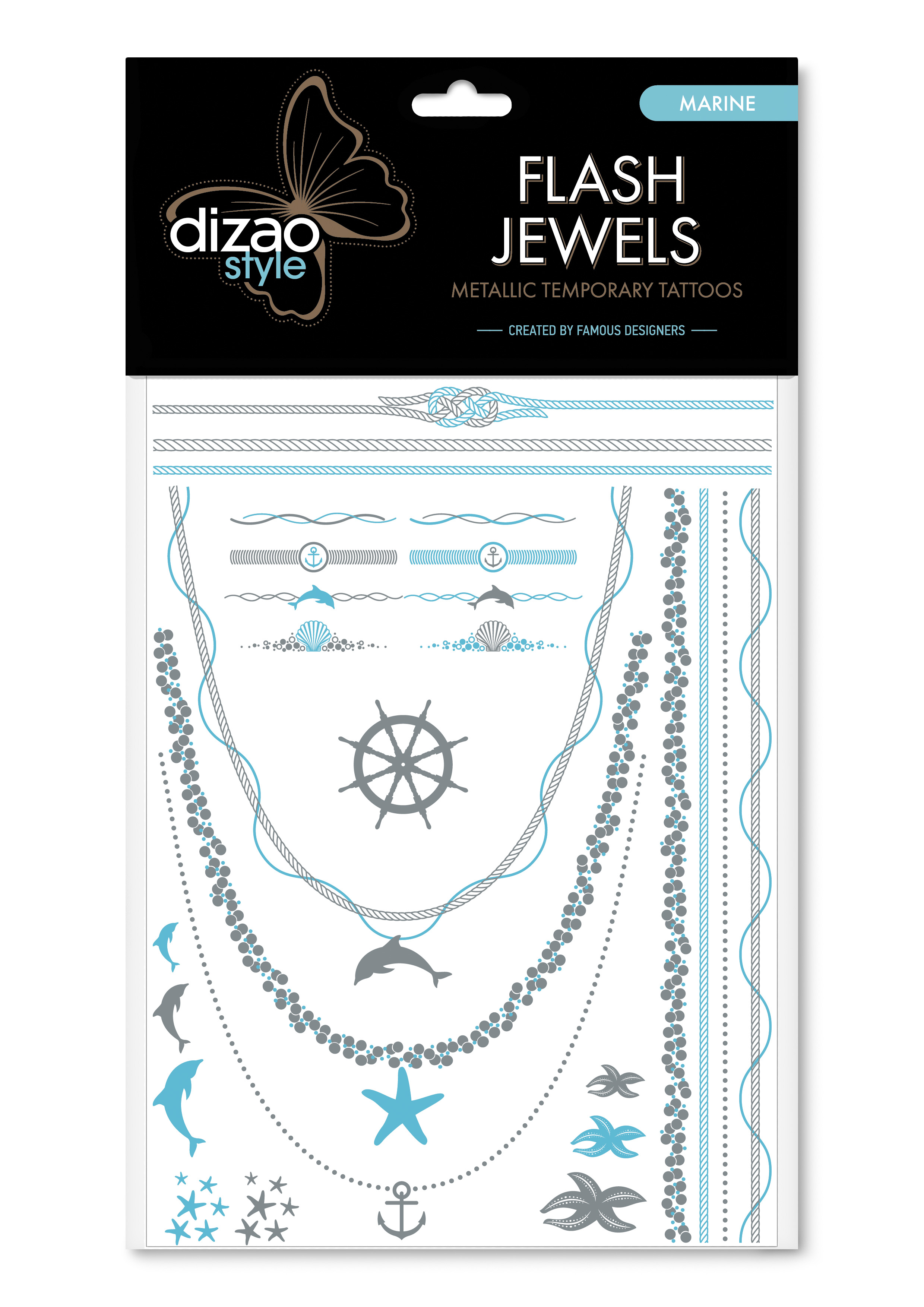 Dizao Временные металлические тату Flash Jewels: Морская серия5292452002519 Dizao Временные металлические тату Flash Jewels: Морская серия5292452002519Оригинальные временные татуировки Dizao Flash Jewels: Морская серия позволят вам добавить изысканный штрих к вашему образу. В набор входит множество разнообразных дизайнов, которые вы сможете сочетать по своему вкусу. Откройте для себя мир идеальных линий и оригинальных дизайнов, которые заблистают на вашей коже благородным блеском золота и серебра. Позвольте украшениям стать органичной частью вашего тела. Следуйте самым последним тенденциям и всегда оставайтесь на пике моды. Подарите себе роскошь и непревзойденный стиль с тату Dizao. Премиальные золотые временные тату Flash Jewels: - имеют уникальные дизайны -держатся на коже продолжительное время, не теряя привлекательности -легко наносятся и удаляются -не вызывают покраснений и раздражений, не содержат токсичных компонентов Применять временные тату невероятно легко: вырежьте понравившуюся аппликацию, наложите ее рисунком вниз на сухую чистую кожу, прижмите к аппликации мокрую губку или ватный...