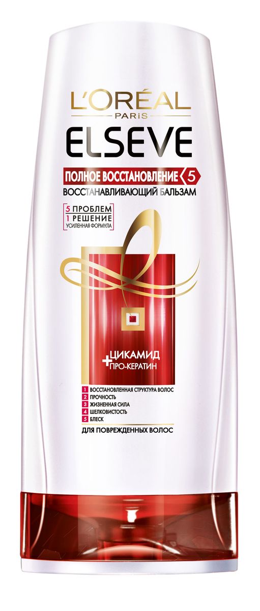 LOreal Paris Elseve Бальзам Эльсев, Полное Восстановление 5, для ослабленных или поврежденных волос, 400млA8855700 LOreal Paris Elseve Бальзам Эльсев, Полное Восстановление 5, для ослабленных или поврежденных волос, 400млA8855700Первый легкий питательный бальзам, обогащенный уникальным эликсиром из 6 микро-масел редких цветов, увлажняет кожу головы и обеспечивает интенсивное питание от корней до самых кончиков.