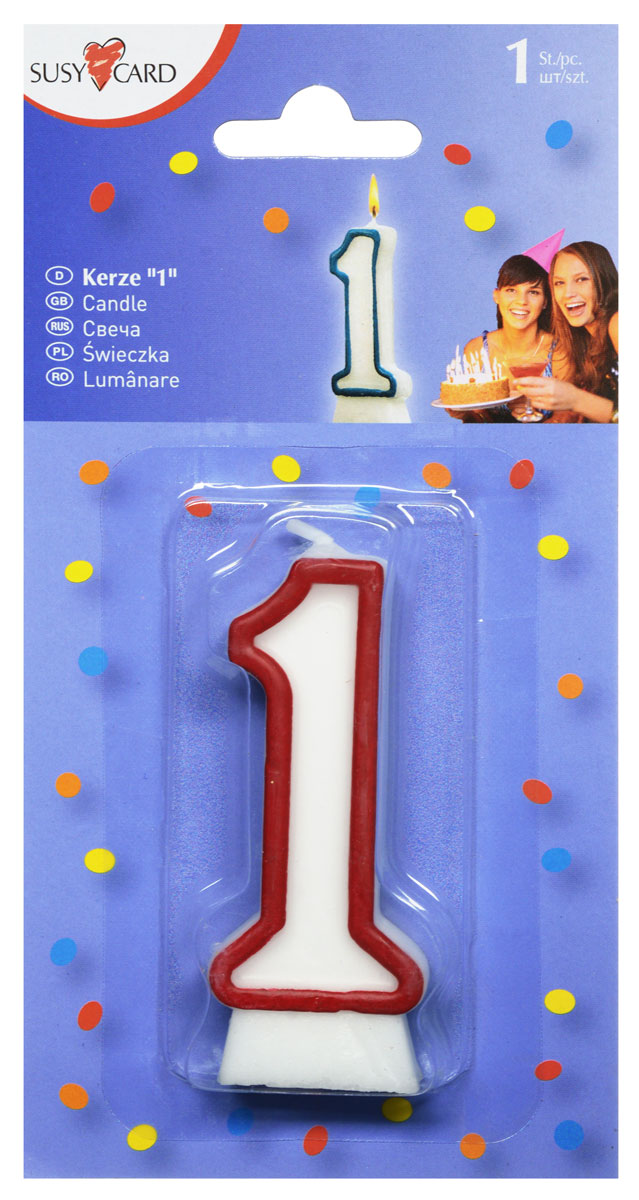Susy Card Свеча-цифра для торта 1 год цвет красный11142320_красный Susy Card Свеча-цифра для торта 1 год цвет красный11142320_красныйСвеча-цифра для торта Susy Card выполнена в форме цифры 1 из белого парафина с красным контуром по краям. Свеча-цифра создает неповторимую атмосферу праздника и прекрасно вписывается в любой интерьер. Свеча для торта - отличный способ порадовать ребенка в его День рождения.