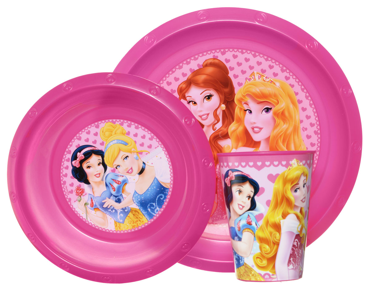 Disney Набор детской посуды Princess 3 предмета52210 Disney Набор детской посуды Princess 3 предмета52210Красочный набор посуды Disney Princesss, выполненный из качественного полипропилена, идеально подойдет для повседневного использования. В комплект входят: тарелка диаметром 23 см, миска диаметром 16 см и стаканчик объемом 270 мл. Все предметы выполнены в оригинальном дизайне с изображениями принцесс Disney. Набор посуды непременно доставит массу удовольствия своему обладателю.