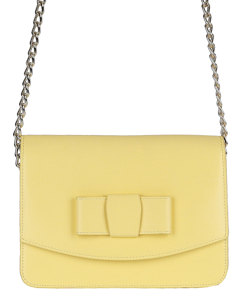 Сумка женская Galaday, цвет: желтый. GD4952QGD4952Q-yellow Сумка женская Galaday, цвет: желтый. GD4952QGD4952Q-yellowЖенская сумка GALADAY из натуральной кожи. Имеет откидную часть, закрывающуюся на магнитную кнопку. Внутри: одно отделение, на боковых стенках расположены открытый карман для мелочей и два кармана на молнии. Сумка носится на плече. Размеры не вмещают формат А4. Кожа плотная, форму держит. Аксессуар декорирован кожаным бантом, на лицевой стороне сумки. Фурнитура блестящее золото.