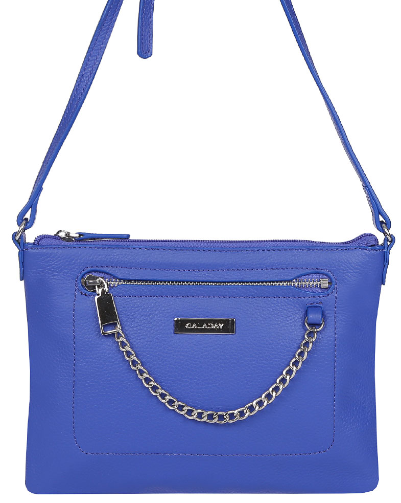Сумка женская Galaday, цвет: синий. GD6006GD6006-blue Сумка женская Galaday, цвет: синий. GD6006GD6006-blueСтильная женская сумка Galaday выполнена из натуральной кожи с фактурным тиснением. Изделие содержит одно отделение, которое закрывается на застежку-молнию. Внутри расположено два накладных кармашка для мелочей и один врезной карман на молнии. Снаружи, на лицевой и тыльной сторонах сумки расположен врезной карман на застежке-молнии. Сумка оснащена удобным плечевым ремнем, который можно регулировать по длине. Оригинальный аксессуар позволит вам завершить образ и быть неотразимой.