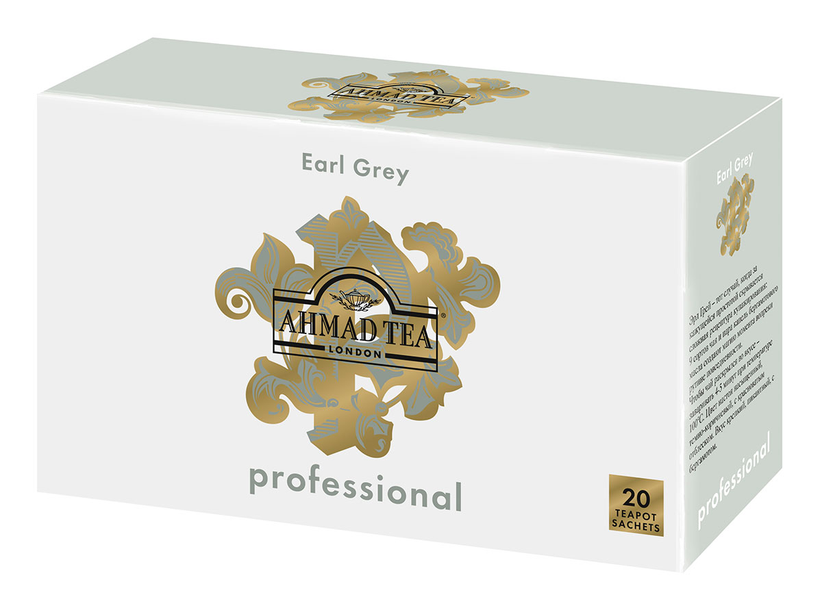 Ahmad Tea Professional Эрл Грей чай черный листовой с бергамотом в фильтр-пакетах для заваривания в чайнике, 20 шт1586 Ahmad Tea Professional Эрл Грей чай черный листовой с бергамотом в фильтр-пакетах для заваривания в чайнике, 20 шт1586Эрл Грей – тот случай, когда за кажущейся простотой скрывается сложная рецептура купажирования: 9 сортов чая и пара капель бергамотового масла создают магию момента вопреки рутине повседневности. Чтобы чай раскрылся во вкусе – заваривать 4-5 минут при температуре 100°С. Цвет настоя насыщенный, темно-коричневый, с красноватым отблеском. Вкус крепкий, пикантный, с бергамотом.