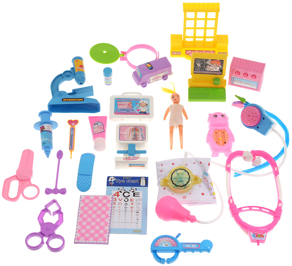 Junfa Toys Игровой набор Family Doctor мальчик3812A_мальчик Junfa Toys Игровой набор Family Doctor мальчик3812A_мальчикИгровой набор Junfa Toys Family Doctor в специальном пластмассовом чемоданчике станет отличным подарком для юного медика. Набор даст возможность ребенку почувствовать себя настоящим врачом. В наборе множество различных инструментов, без которых лечение больных будет невозможно. Малыш найдет в своем медицинском сундучке зажим, зеркало ЛОРа, фонендоскоп, микроскоп, планшет, таблицу для проверки зрения и многое-многое другое. В набор также входит маленькая куколка. Куколке нужна срочная помощь! Вылечи куклу и все свои игрушки с помощью этого чудесного набора.