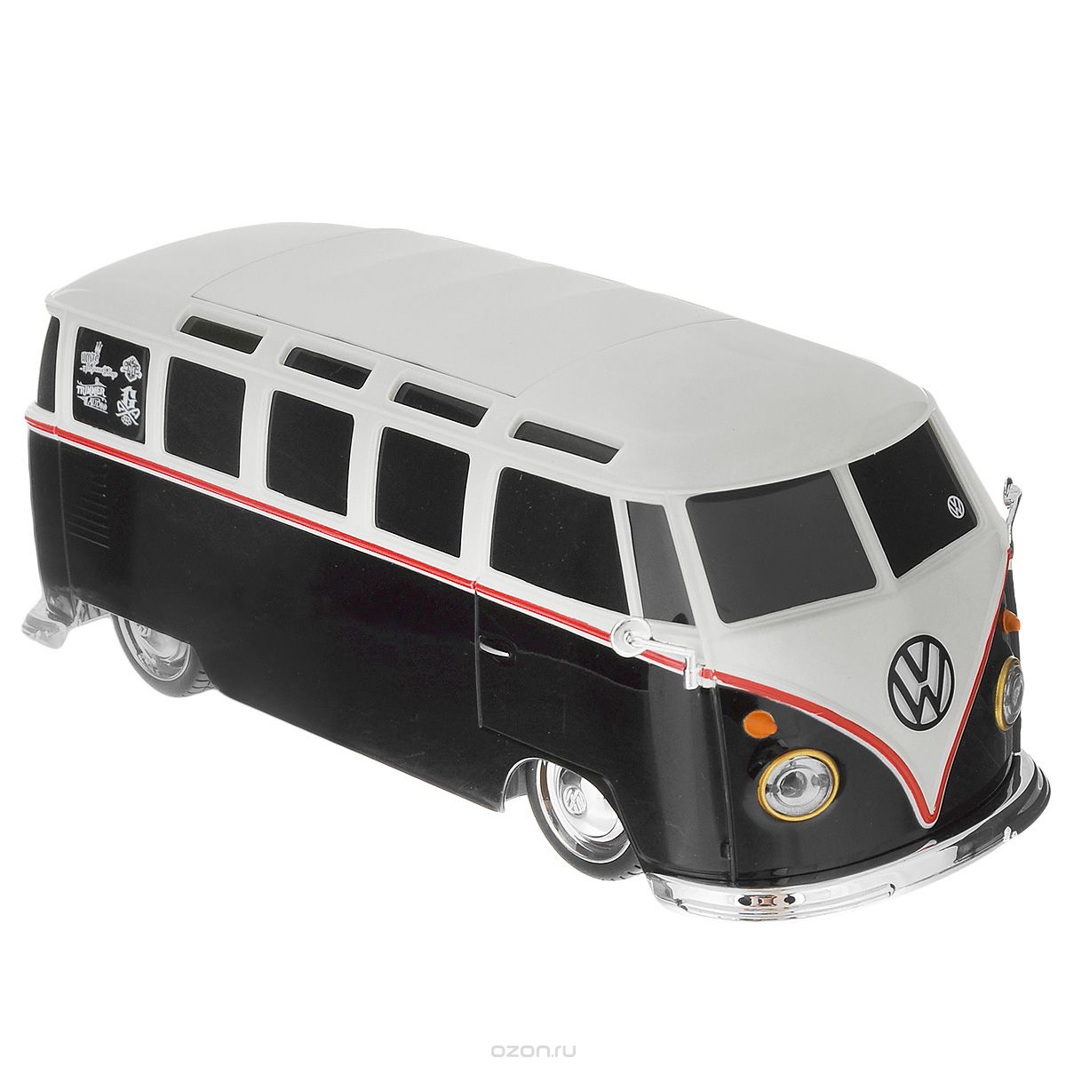 Maisto Радиоуправляемая модель Volkswagen Van Samba цвет черный белый81144_черный, белый_1745 Maisto Радиоуправляемая модель Volkswagen Van Samba цвет черный белый81144_черный, белый_1745Модель представляет собой точную миниатюрную копию одного из культовых микроавтобусов мира. Автомобиль отличается высокой детализацией и ходовыми характеристиками - имеются амортизаторы, дифференциал, можно выбрать две частотные полосы и управлять одновременно двумя моделями. Модель оснащена световыми приборами: светятся задние фонари и передние фары, сигналы поворота и стоп-сигналы.