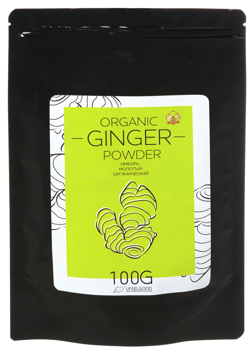 UFEELGOOD Organic Ginger Powder имбирь молотый органический, 100 г079 UFEELGOOD Organic Ginger Powder имбирь молотый органический, 100 г079Во всем мире имбирь нашел свое применение в качестве пряности и лекарственного средства. На сегодняшний день он начал пользоваться повышенным спросом и в наших широтах, так как многим людям стала близка восточная кухня. Молотый имбирь UFEELGOOD как пряность является необходимым ингредиентом во многих рецептах, о которых вы, возможно, даже и не слышали. Вспомним, хотя бы имбирные пряники из детства. Прекрасно сочетается эта приправа с мясом, курицей, тушеными овощами, добавляя готовому блюду изысканный мягкий вкус. Польза сухого молотого имбиря не подлежит сомнению в связи с тем, что это богатейший источник жизненно важных и так необходимых нашему организму витаминов и минеральных веществ. Содержит витамины группы A, B, C, K, а еще целый набор макро и микроэлементов. Систематическое употребление имбиря в пищу в небольших количествах повышает внутреннее тепло, увеличивает аппетит, стимулирует пищеварение и образование желудочного сока, улучшает секрецию желудка,...