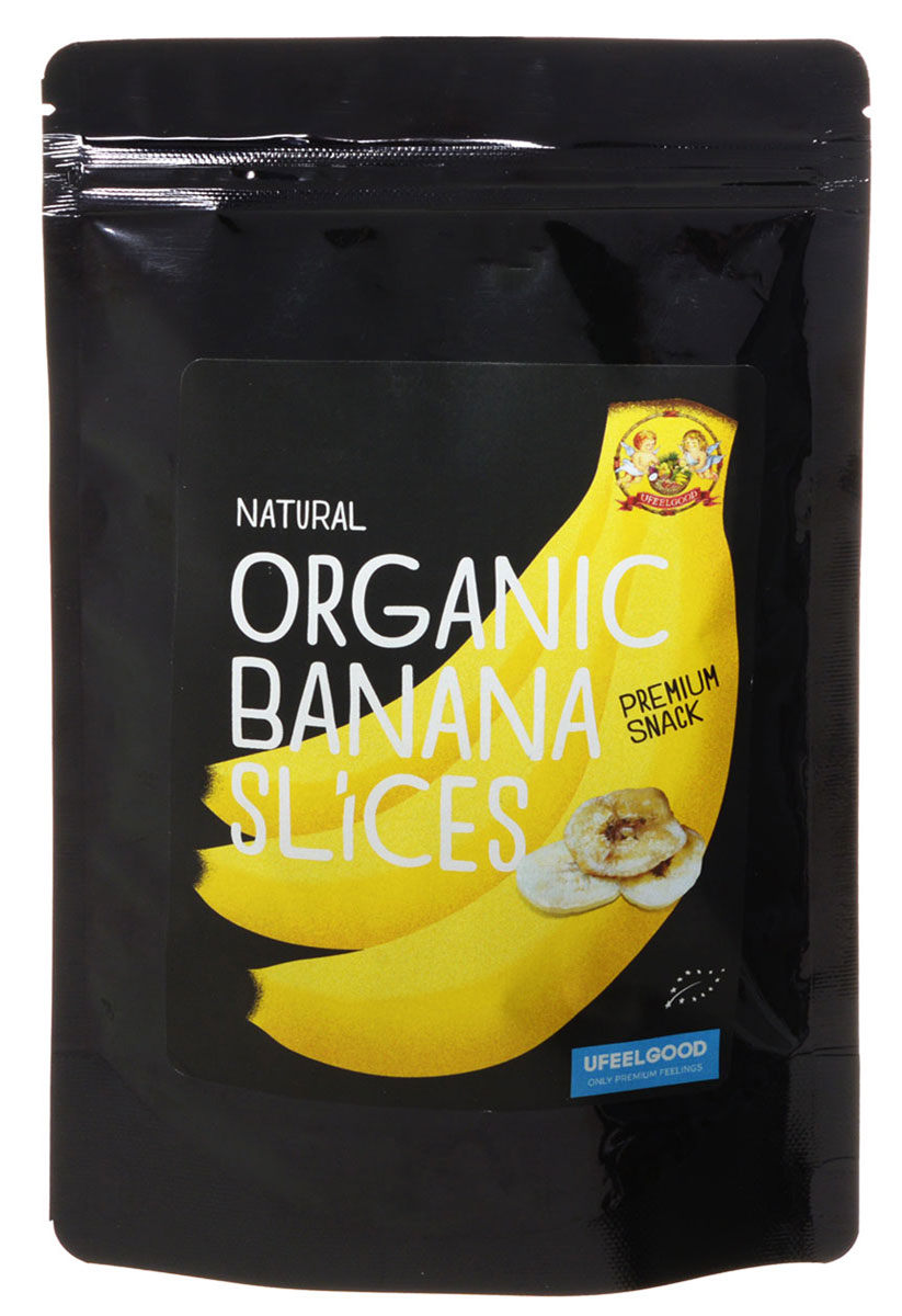 UFEELGOOD Organic Banana Slice органические банановые слайсы, 100 г199 UFEELGOOD Organic Banana Slice органические банановые слайсы, 100 г199Высушенные бананы UFEELGOOD Organic Banana Slice с ароматным вкусом сохранили все полезные качества фрукта. Бананы являются отличным пополнением энергии для организма, особенно после периода активности. Они содержат витамины В6 и С, прекрасный источник калия и пищевых волокон. Во время напряженной физической деятельности, ваш организм теряет большое количество этих витаминов и минералов, а банан поможет восполнить их и продолжать двигаться вперед. Поэтому бегуны и велосипедисты едят бананы после гонки. Бананы содержат более легкоусвояемые углеводы, чем в других фруктах - калории, которые организм легко сжигает. Пектин (растворимые пищевые волокна) в бананах помогает нормализовать работу толстой кишки и поджелудочной железы. Возьмите с собой в дорогу, на работу, угостите друзей! Добавьте удовольствия и восторга с пользой!