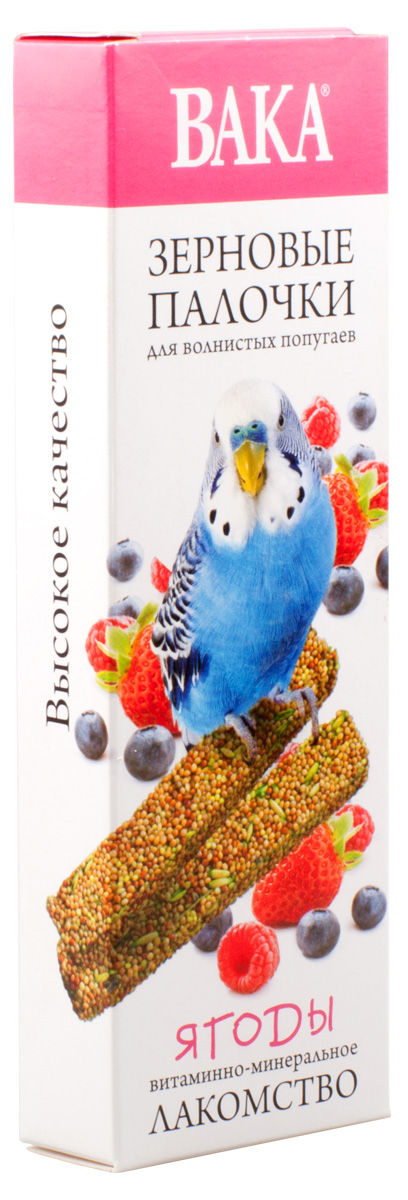 Зерновые палочки "Вака" для волнистых попугаев, ягоды, 2 шт