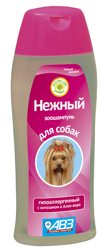 Шампунь НЕЖНЫЙ гипоалергенный для собак с хитозаном и алоэ Вера, 270 мл АВЗ40964 Шампунь НЕЖНЫЙ гипоалергенный для собак с хитозаном и алоэ Вера, 270 мл АВЗ40964Специально разработанный шампунь на основе натуральных ингредиентов для чувствительной кожи. Мягкая формула шампуня бережно и нежно очищает кожу и шерсть от загрязнений, не вызывает аллергических реакций. Состав: сукцинат хитозана и алоэ вера. Увлажняет, питает и восстанавливает шерсть, способствует легкому расчесыванию. Прекрасно отмывает шерсть, придает блеск, способствует легкому расчесыванию, облегчает линьку животного