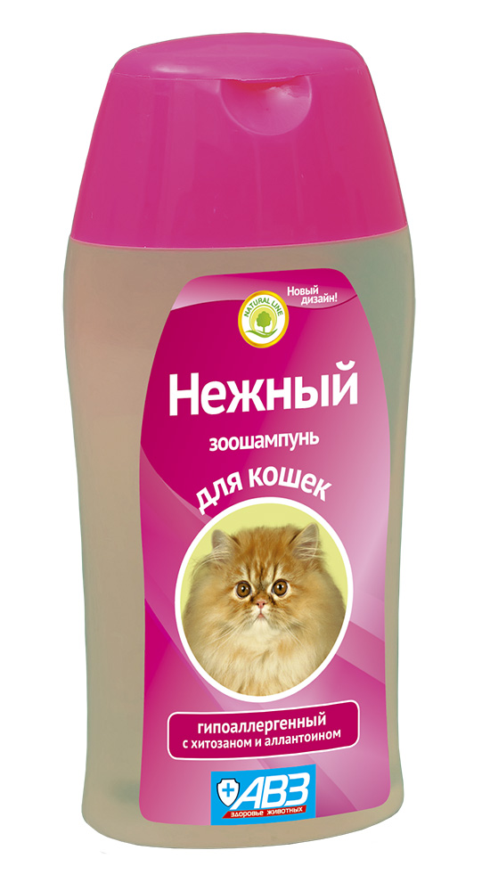 Шампунь НЕЖНЫЙ гипоаллергенный для кошек с хитозаном 180 мл АВЗ41892 Шампунь НЕЖНЫЙ гипоаллергенный для кошек с хитозаном 180 мл АВЗ41892Специально разработанный шампунь на основе натуральных ингредиентов для чувствительной кожи. Мягкая формула шампуня бережно и нежно очищает кожу и шерсть от загрязнений, не вызывает аллергических реакций. Состав: сукцинат хитозана и алоэ вера. Увлажняет, питает и восстанавливает шерсть, способствует легкому расчесыванию. Прекрасно отмывает шерсть, придает блеск, способствует легкому расчесыванию, облегчает линьку животного