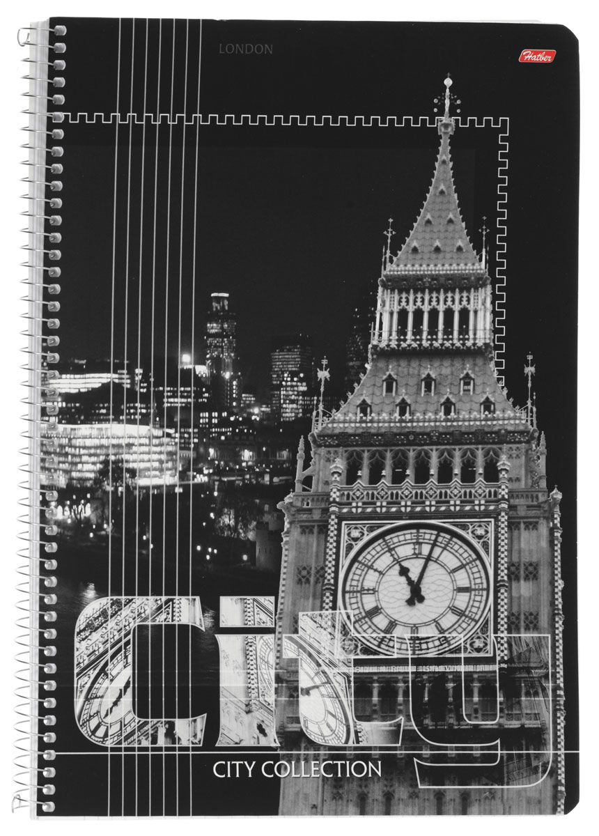 Hatber Тетрадь City Collection London 80 листов в клетку80Т4вмB1сп_London Hatber Тетрадь City Collection London 80 листов в клетку80Т4вмB1сп_LondonТетрадь Hatber City Collection. London отлично подойдет для занятий как школьнику старших классов, так и студенту. Стильная обложка в черно-белых тонах с изображением Биг Бэна, выполненная из плотного мелованного картона, позволит сохранить тетрадь в аккуратном состоянии на протяжении всего времени использования. Внутренний блок тетради, соединенный металлической спиралью, состоит из 80 листов белой бумаги в голубую клетку без полей.