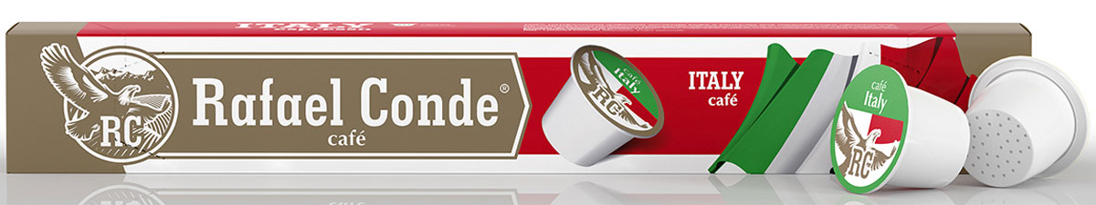 Rafael Conde Cafe Italy кофе в капсулах, 10 шт10566 Rafael Conde Cafe Italy кофе в капсулах, 10 шт10566Кофе натуральный молотый в капсулах Rafael Conde Cafe Italy для использования в кофемашинах стандарта Nespresso. Бархатный вкус и насыщенный аромат с ярко выраженным послевкусием темного шоколада. Новая форма капсулы позволяет добиться максимальной экстракции ароматических масел.