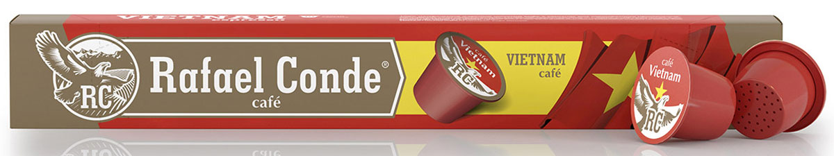 Rafael Conde Cafe Vietnam кофе в капсулах, 10 шт10561 Rafael Conde Cafe Vietnam кофе в капсулах, 10 шт10561Кофе натуральный молотый в капсулах Rafael Conde Cafe Vietnam для использования в кофемашинах стандарта Nespresso. Бодрящий аромат и насыщенный вкус с яркой горчинкой. Новая форма капсулы позволяет добиться максимальной экстракции ароматических масел.