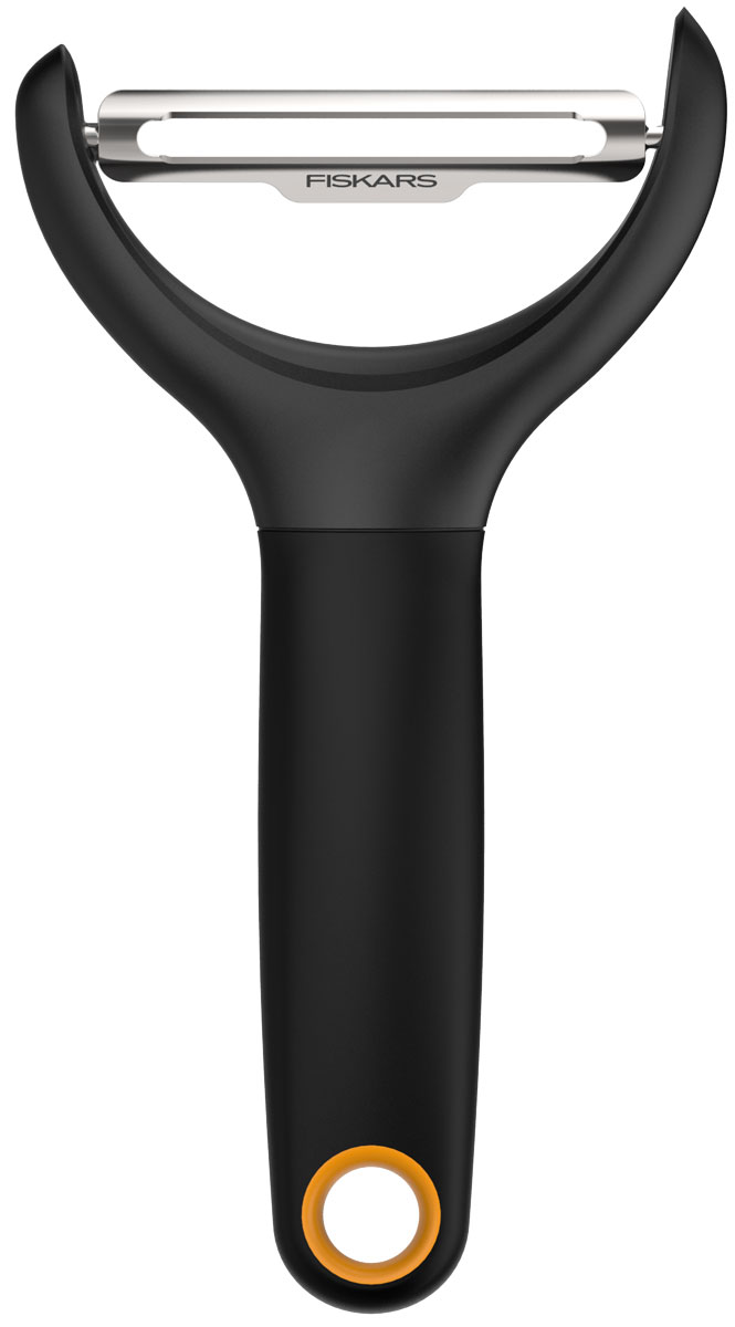 Овощечистка-рогатка Fiskars, длина 23 см1016122 Овощечистка-рогатка Fiskars, длина 23 см1016122Овощечистка Fiskars применяется для обработки овощей и фруктов удлиненной формы. Отлично подойдет для огурцов и морковки. Лезвие, изготовленное из прочной стали острой заточки, удалит даже толстую и твердую кожуру. Ручка эргономичной формы выполнена из нескользящего пластика. Длина овощечистки: 23 см.