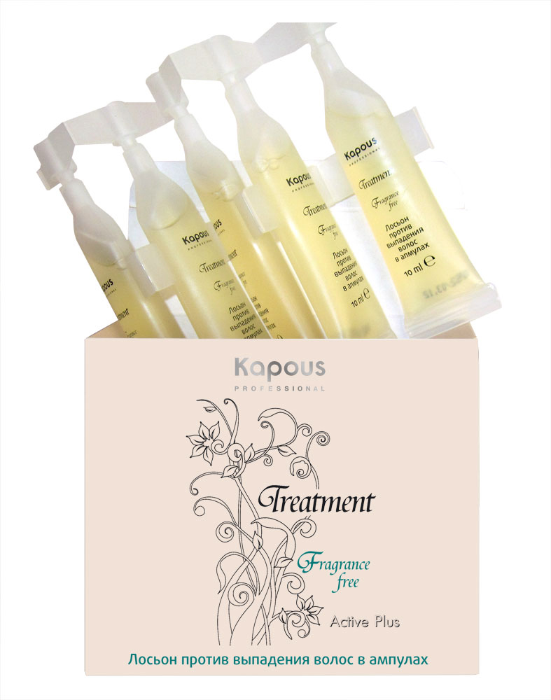 Kapous Treatment Лосьон против выпадения волос Active Plus 5*10 млKap294 Kapous Treatment Лосьон против выпадения волос Active Plus 5*10 млKap294Лосьон в ампулах Kapous «Treatment» Active Plus с повышенным содержанием экстракта хмеля и Провитамина В-5 эффективно останавливает чрезмерное выпадение волос, нормализует обмен, усиливает микроциркуляцию крови кожи головы, что обеспечивает интенсивное питание растущих волос. Сохраняет волосы здоровыми и эластичными. Применение лосьона «Treatment» Active Plus прекращает выпадение волос и обеспечивает рост новых здоровых волос.