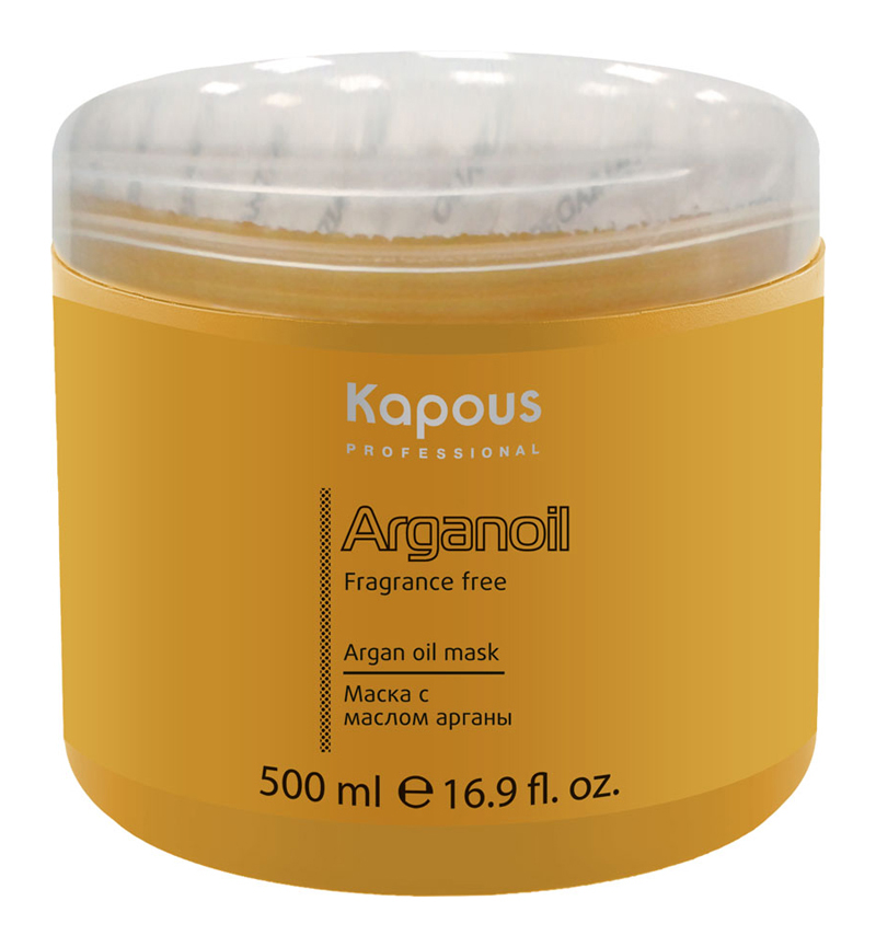 Kapous Professional – Маска с маслом арганы серии «Arganoil» 500 млkap847 Kapous Professional – Маска с маслом арганы серии «Arganoil» 500 млkap847Kapous Professional Маска с маслом арганы серии Arganoil Формула маски основана на масле Арганы. Она специально разработана для улучшения увлажнения и восстановления всех типов волос, а также для поврежденных и пересушенных волос. Масло Арганы содержит полиненасыщенные кислоты. Они помогают создать довольно длительный увлажняющий эффект, отлично укрепляют волосы, придают им объём и эластичность. А натуральные антиоксиданты (полифенолы и токоферолы) содержащиеся в составе, защищают волосы от плохого влияния внешней среды. Витамины А и Еб повышают регенерацию клеток, восстанавливают внутреннюю структуру волос, отлично их питают, делают их эластичными и придают им жизненный блеск. Это средство является наилучшим уходом, хорошо увлажняет волосы и предотвращает их сухость. Маска быстро проникает в структуру волос, после чего поврежденные волокна восстанавливаются до исходного состояния.