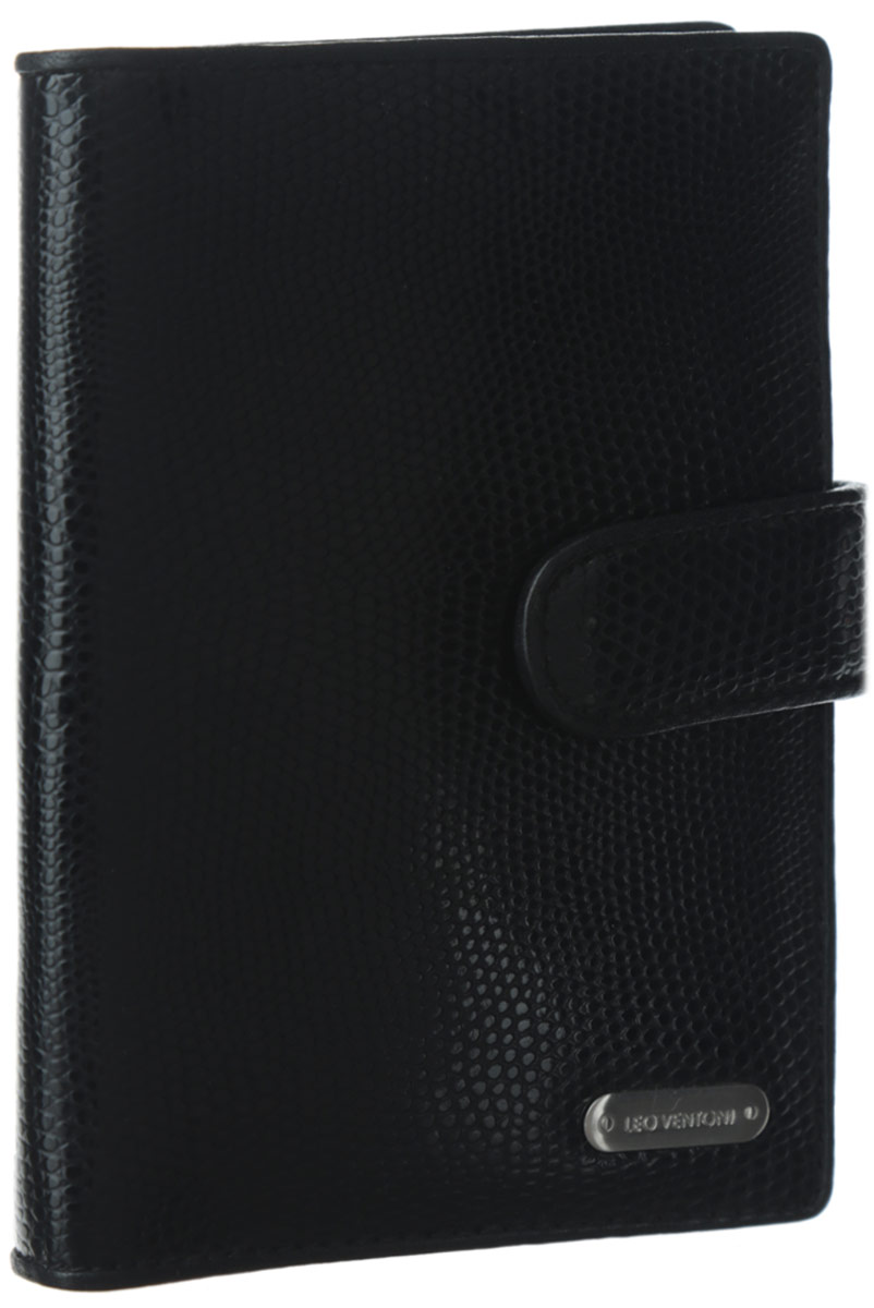 Обложка для документов женская Leo Ventoni, цвет: черный. L330530L330530-lizard nero Обложка для документов женская Leo Ventoni, цвет: черный. L330530L330530-lizard neroСтильная обложка для автодокументов Leo Ventoni выполнена из натуральной кожи с тиснением под рептилию и дополнена металлической фурнитурой. Подкладка из полиэстера. Изделие раскладывается пополам и закрывается хлястиком на магнитную кнопку. Внутри размещены вкладыш на металлической спирали из прозрачного мягкого пластика с пятью файлами для автодокументов, пять кармашков для кредитных карт, два боковых кармана для вкладыша или паспорта, боковой карман для мелочей и один карман с прозрачным пластиковым окошком. Изделие поставляется в фирменной упаковке. Оригинальная обложка для автодокументов Leo Ventoni станет отличным подарком для человека, ценящего качественные и практичные вещи.