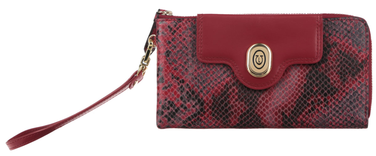 Кошелек женский Leo Ventoni, цвет: красный, черный. L330673L330673-rosso pitone Кошелек женский Leo Ventoni, цвет: красный, черный. L330673L330673-rosso pitoneОригинальный женский кошелек Leo Ventoni выполнен из натуральной кожи с тиснением под змею и застегивается на металлическую застежку-молнию. Изделие содержит два отделения для купюр, разделенные между собой карманом-средником, два продольных боковых кармана, двенадцать кармашков для кредитных карт и визиток, а также один карман с прозрачным пластиковым окошком. На задней стенке расположен врезной карман на металлической молнии для монет. Кошелек декорирован клапаном с металлическим элементом, под клапаном дополнительные две прорези для кредитных карт. К кошельку прилагается съемная ручка на карабине для запястья. Изделие поставляется в фирменной коробке с логотипом бренда. Стильный кошелек Leo Ventoni станет отличным подарком для человека, ценящего качественные и практичные вещи.