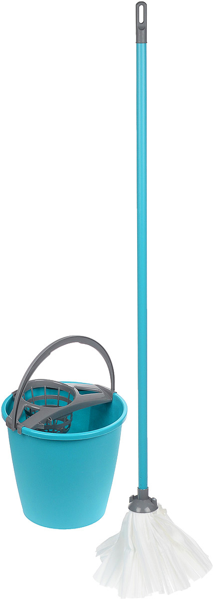 Набор для уборки York Mop Set, цвет: бирюзовый, серый, 3 предмета. 72037203 Набор для уборки York Mop Set, цвет: бирюзовый, серый, 3 предмета. 72037203Набор York предназначен для уборки любых типов напольных покрытий, включая паркет и ламинат. Специальная структура микроактивного волокна лепестковой насадки убирает даже сильные, затвердевшие загрязнения, не оставляя разводов и эффективно впитывает влагу. Благодаря ведру со встроенным отжимом, уборка станет быстрой и гигиеничной, так как вы сможете выжимать швабру в предназначенном для этого ведре, не пачкая руки. Такой набор сделает уборку легкой и обеспечит идеальную чистоту вашего пола без разводов и царапин. Диаметр ведра по верхнему краю: 28 см. Высота ведра: 25 см. Объем ведра: 10 л. Длина черенка: 108 см. Диаметр черенка: 2 см. Длина волокон лепестковой насадки: 19 см. Диаметр отверстия для черенка: 2,2 см.