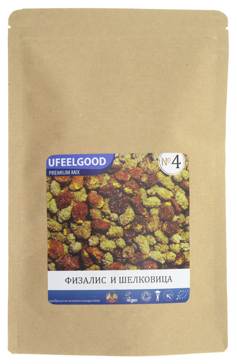 UFEELGOOD Premium Mix №4 (щелковица, физалис), 100 г88 UFEELGOOD Premium Mix №4 (щелковица, физалис), 100 г88Трэйл-микс UFEELGOOD Premium Mix №4 – смесь из высокопитательных супер-продуктов, которая прекрасно подходит в качестве закуски. Главными ингредиентами этого Трэйл-микса являются ягоды физалиса и шелковицы. Древние кочевники первыми оценили преимущества Трэйл-миксов – мощные растительные продукты удобны для транспортировки, не требуют приготовления и обеспечивают организм необходимой энергией. Сегодня Трэйл-миксы – это высокоэффективный продукт, являющийся усовершенствованным вариантом фруктовой смеси. Мы позаботились о том, чтобы соединить самые мощные и вкусные натуральные продукты. Каждый ингредиент смесей сам по себе является уникальным супер-продуктом, а комплекс таких супер-продуктов гораздо полезнее каждого отдельного компонента. Любой из предлагаемых Трэйл-миксов – это прекрасный источник энергии, антиоксидантов и питательных веществ. Трэйл-микс – это идеальный энергетик для современных путешественников и искателей приключений, которым можно перекусить в течение...