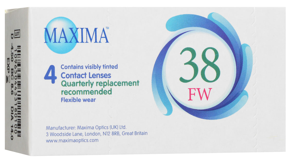 Maxima контактные линзы 38 FW (4шт / 8.6 / -4.50)1002 Maxima контактные линзы 38 FW (4шт / 8.6 / -4.50)1002Линзы квартальной замены Maxima 38 FW обладают отличными клиническими характеристиками в сочетании с доступной ценой. Идеальны для перехода пациентов с традиционных линз к плановой замене. Ровный тонкий профиль края линзы Maxima 38 FW, незначительная толщина в центре обеспечивают комфорт ношения и улучшают кислородную проницаемость к роговице. Замена через 3 месяца.