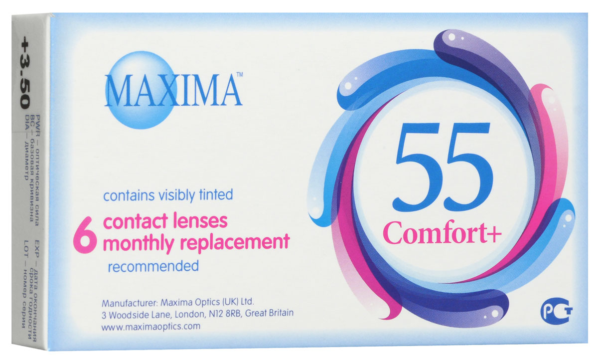 Maxima контактные линзы 55 Comfort Plus (6шт / 8.6 / +3.50)7701 Maxima контактные линзы 55 Comfort Plus (6шт / 8.6 / +3.50)7701MAXIMA 55 Comfort+ (6 блистеров) разработанные английской компанией Maxima Optics — это лизны ежемесяцной замены, имеющие асферический дизайн и изготовленные из биосовместимого материала. Эти контактные линзы разработанны специально для людей имеющих не большую степень астигматисма, а так же желающих ощущать чувство полного комфорта в течении целого дня. Асферическая поверхность контактной линзы помогает формировать более контрастное и четкое изображение. В Maxima 55 COMFORT+ все лучи, в том числе и проходящие через периферию, собираются вместе, тем самым минимизируя оптические искажения. Другим достоинством этих линз является материал из которого они изготовленны. Контактные линзы Maxima 55 COMFORT+ обладают низким уровнем образования отложений, превосходно удерживают воду и отлично пропускают кислород к роговице глаза. Все это стало возможно благодаря совершенно новому биосовместимому материалу, благодаря ему ношение контактных линз стало еще более удобным и комфортым. ...