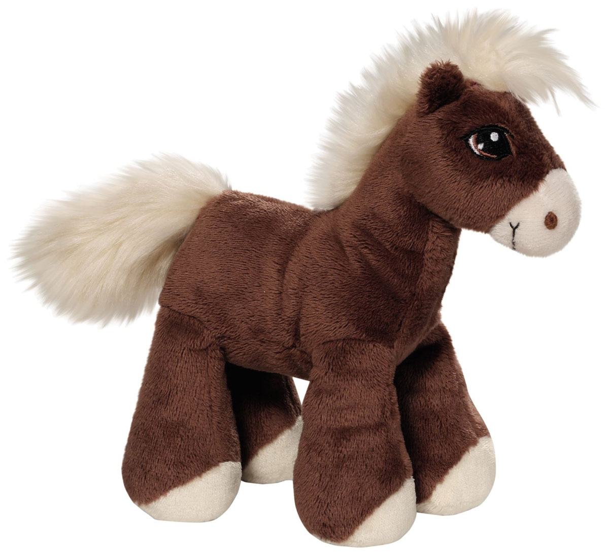 Nici Мягкая игрушка Лошадка Вельвет цвет коричневый 16 см37846 Nici Мягкая игрушка Лошадка Вельвет цвет коричневый 16 см37846Очаровательная мягкая игрушка Nici Лошадка Вельвет выполнена в виде симпатичной плюшевой лошадки. Игрушка изготовлена из высококачественного текстильного материала коричневого цвета. Игрушка невероятно мягкая и приятная на ощупь, вам не захочется выпускать ее из рук. Глазки лошадки вышиты, а хвостик и грива выполнены из искусственного меха. Удивительно мягкая игрушка принесет радость и подарит своему обладателю мгновения нежных объятий и приятных воспоминаний. Специальные гранулы, использующиеся при ее набивке, способствуют развитию мелкой моторики у малыша. Великолепное качество исполнения делают эту игрушку чудесным подарком к любому празднику. Трогательная и симпатичная, она непременно вызовет улыбку у детей и взрослых.