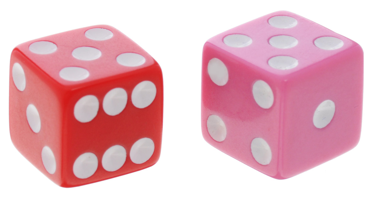 Koplow Games Набор игральных костей Простые D6 цвет красный розовый белый 2 шт2000_ красный, розовый Koplow Games Набор игральных костей Простые D6 цвет красный розовый белый 2 шт2000_ красный, розовыйНабор игральных костей Koplow Games Простые D6 предназначен для настольных игр. Набор состоит из двух шестигранных костей. На каждую грань игральной кости нанесены числа от 1 до 6. С помощью игральной кости происходит определение случайного числа, выпадение каждого из которых является равновозможным благодаря правильной геометрической форме. Игральные кости выполнены из прочного пластика.