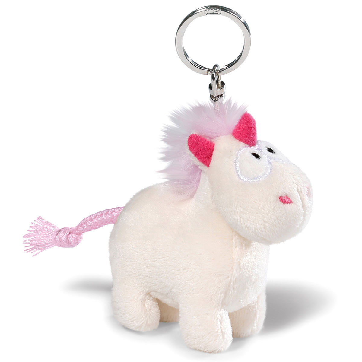 Nici Мягкая игрушка-брелок Единорог Теодор 10 см38051 Nici Мягкая игрушка-брелок Единорог Теодор 10 см38051Мягкая игрушка-брелок Nici Единорог Теодор изготовлен из приятных на ощупь материалов, его очень удобно держать в руках. У Теодора пластиковые глазки, розовый рог и хвостик-шнурок. Удобное крепление в виде металлического кольца позволяет подвесить брелок на ключи, сумку или школьный портфель. Прекрасное качество исполнения делают эту игрушку чудесным подарком.