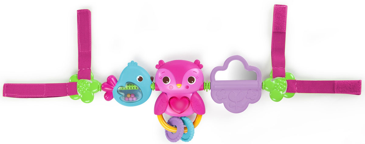 Bright Starts Развивающая игрушка для коляски Совушка52159 Bright Starts Развивающая игрушка для коляски Совушка52159С развивающей игрушкой Bright Starts Совушка ребенок не будет скучать, куда бы вы не поехали. Игрушка состоит из трех пластиковых погремушек, нанизанных на мягкое основание. Все они очень яркие и привлекают внимание ребенка. Каждый элемент имеет свои особенности: нажав на животик маленькой розовой совы, малыш увидит свечение и услышит веселые мелодии, а маленькая голубая птичка гремит разноцветными шариками в полупрозрачном брюшке. Для работы игрушки необходимы 3 батарейки типа АG13 (LR44) (товар комплектуется демонстрационными).