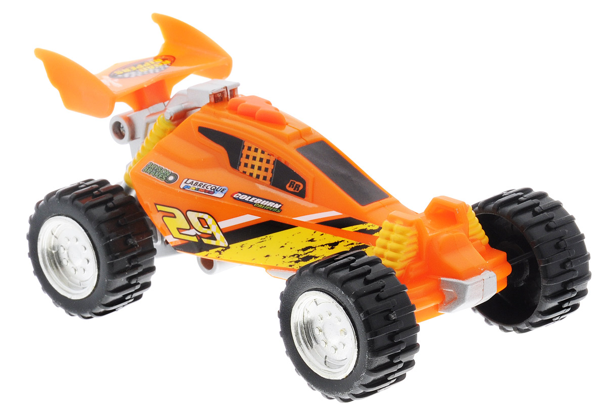 Toystate Багги Road Rippers Flash Rides33000TS_оранжевый Toystate Багги Road Rippers Flash Rides33000TS_оранжевыйЯркий багги Toystate Road Rippers: Flash Rides со звуковыми и световыми эффектами непременно понравится вашему ребенку и не позволит ему скучать. Игрушка выполнена в виде яркой гоночной машины. При нажатии на кнопку, расположенную на крыше, светится сигнальный огонек, воспроизводятся звуки двигателя, клаксона и играет музыка. Ваш ребенок часами будет играть с машинкой, придумывая различные истории и устраивая соревнования. Порадуйте его таким замечательным подарком! Для работы игрушки необходимы 2 батарейки типа AG13 (LR44) (товар комплектуется демонстрационными).