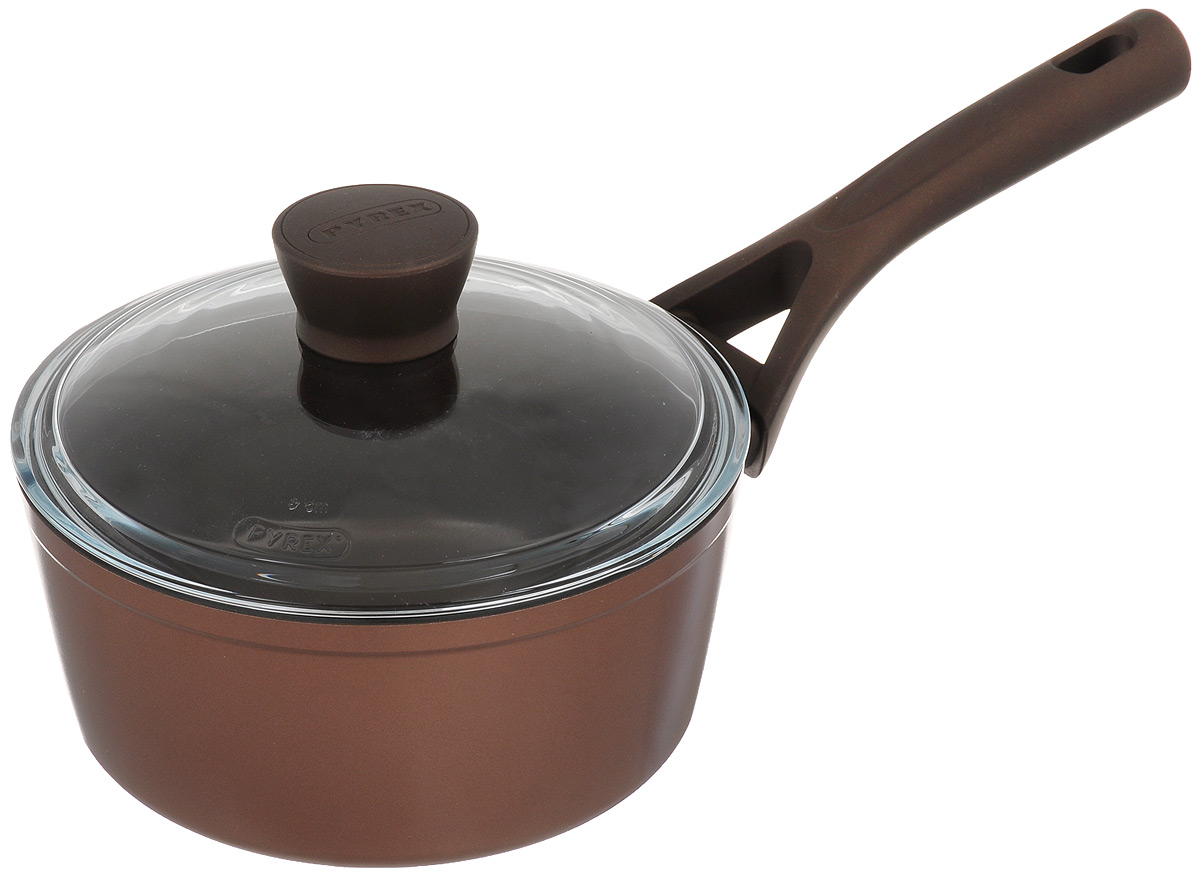 Ковш Pyrex Gusto+ с крышкой, с антипригарным покрытием, 1,7 лGP18AP9 Ковш Pyrex Gusto+ с крышкой, с антипригарным покрытием, 1,7 лGP18AP9Ковш Pyrex Gusto+ изготовлен из литого алюминия с антипригарным покрытием. Он прекрасно подходит для приготовления здоровой и диетической пищи, без лишнего жира. Пища не пригорает и не липнет к стенкам, равномерно приготавливается, сохраняя все полезные микроэлементы. Покрытие долговечное и прочное, отличается стойкостью к появлению царапин. Ковш снабжен прозрачной стеклянной крышкой, она не имеет пароотвода и металлического обода. Крышка позволяет следить за процессом приготовления блюд без потери тепла, сохраняет аромат и вкус блюд. Жаропрочная ручка выполнена из бакелита с покрытием soft-touch. Изделие подходит для всех типов плит, включая индукционные. Можно мыть в посудомоечной машине. Диаметр ковша (по верхнему краю): 18 см. Высота стенки ковша: 8,7 см. Длина ручки: 19,5 см.